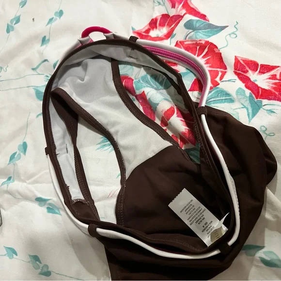 Early 2000s Y2K Hula Honey Brown Bikini Bottom with Pink and White Belt Design - Picture 9 of 10